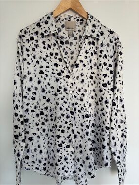 INDUSTRY White Leopard Print Button-Up Blouse